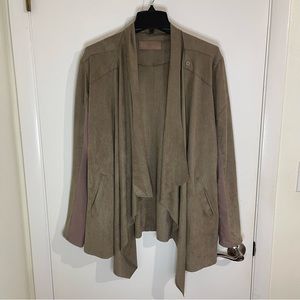 Blank NYC Taupe faux suede cardigan / jacket size Extra Large XL